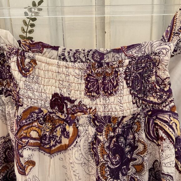 Band of the Free Liliane Paisley Maxi Dress Cream Purple Tiered Size M NWT - Picture 12 of 15